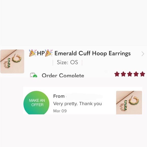 🎉HP🎉 Emerald Cuff Hoop Earrings - Picture 3 of 6